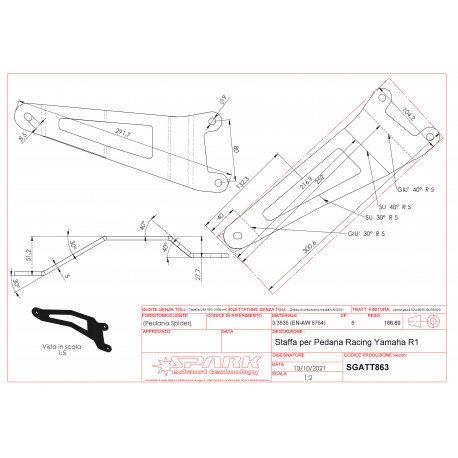 Support de Fixation sur Châssis Spark pour Yamaha YZF-R1 M 2015 /+