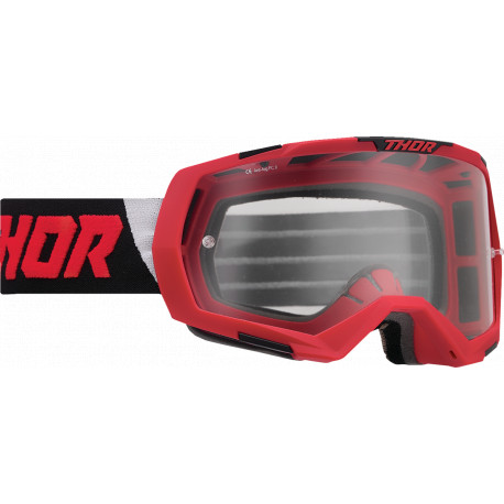 Motocross Goggles Thor Regiment - Red and black with transparent glass