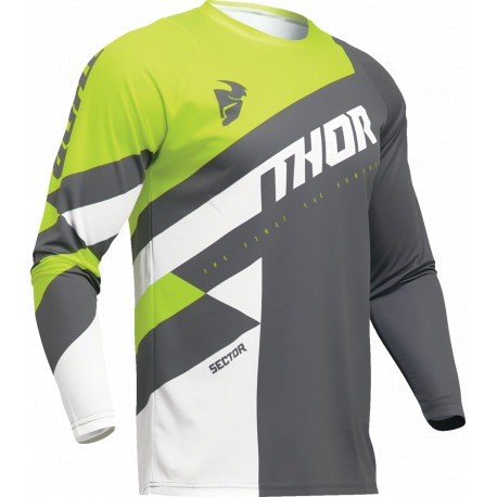 Maillot Thor Sector Checker Enfants - Gris, blanc, jaune