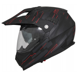 Casque Moto Vito Adventure Molino - Noir mat et rouge