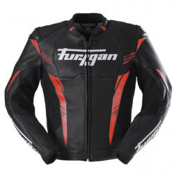 Furygan Veste Cuir Moto Pro One - Noir et rouge
