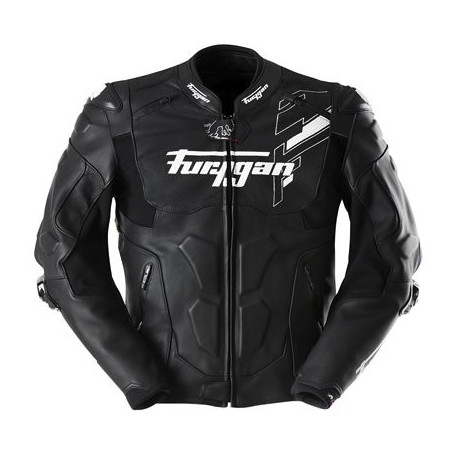 Furygan Veste Moto Cuir Raptor Evo 3 - Noir, blanc, blanc