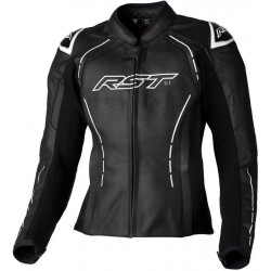 RST Motorcycle Leather Women Jacket S1 Black / White