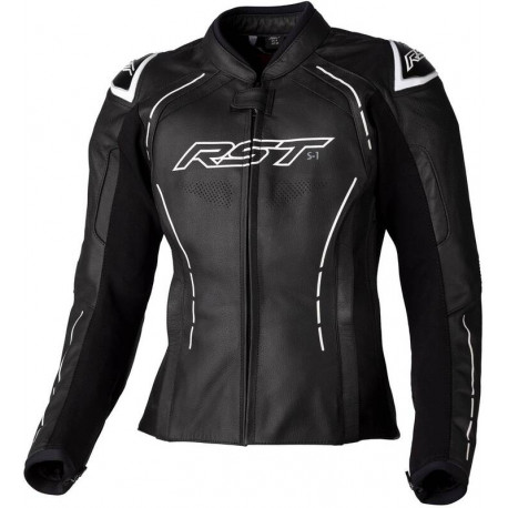 RST Motorcycle Leather Women Jacket S1 Black / White