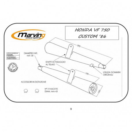 Echappement Marving Rond - Honda VF 750 C 1982-86